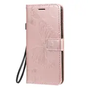 For LG K30 2019 Pressed Printing Butterfly Pattern Horizontal Flip PU Leather Case with Holder & Card Slots & Wallet & Lanyard(Rose Gold)