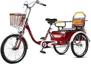Three Wheel Bike, Adult Tricycle 20inch Three Wheel Bike Cargo Basket Trike Bike Bicycle for Recreation Shopping Men's Women's Bike Cycling Pedalling