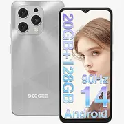 DOOGEE N55PLUS Unlocked Phone Android 14, 20GB RAM+128GB ROM/1TB Cell Phone, 90Hz 6.56" HD+ Smartphone, 5150mAh, Dual SIM 4G/Octa-Core 12nm/Widevine L1/ Face Unlock/OTG/ATT/T-Mobile, Sliver