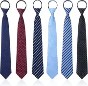 6 corbatas con cremallera para niños y niñas.