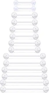 [Hnxnskt] Plastic Nipple Rings for Surgery Plastic Tongue Rings Clear Industrial Piercing Jewelry 14-38mm Different Size Straight Barbell for Sports, Surgery, MRI, Work