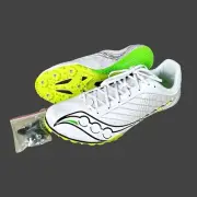Saucony Men’s Spitfire White Yellow Green Running Track Racing Shoes Sz 11