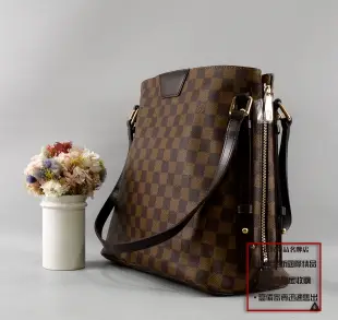 優買二手精品名牌店 LV N41108 咖啡 棋盤 格紋 Neverfull 肩背包 購物包 TOTE Cabas 全新