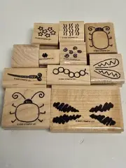 Stampin' Up Two-Step Stampin' Bug Builders Wood Rubber Stamps 2002 Insects