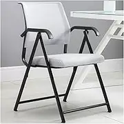 Office Chair Ergonomic Desk Chair Mesh Computer Chair Lumbar Support Mesh Guest Reception Stack Chairs with Arms,Folding Nesting Chair with Padded Fabric Seat (Color : Gray)