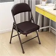 Foldable Chair,Camping Chair Folding Back Rest Chair, Simple Folding Chair, with Metal Frame, Used for Home Office, Dining (Color:Black)