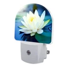 White Lotus Flower Night Light Plug into Wall, Beautiful Lotus in Pond Color9