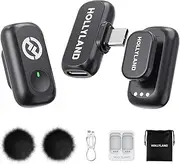 Hollyland Wireless Magnetic Mini Microphone: Lark A1 Mini Duo Wireless Mic for iPhone15/16/iPad/Android Smartphone with 3-Lv Noise Cancel, 200m(650ft) Transmission for YouTube TikTok Podcast Vlogging