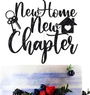 Black Glitter New Home New Chapter Cake Topper, Welcome to New Home Cake Décor, Housewarming Gift/New Home Party Decorations Supplies