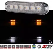 2x 6 Led Amber White Recovery Strobe R65 ECE Flashing Grille Light Bar Truck Car