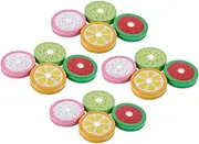 Kisangel 16pcs Reusable Canning Lids with Straw Hole Fruit Pattern Regular Mouth Mason Jar Covers for Easy Drinking Lightweight Tinplate Replacement Lids for Beverages