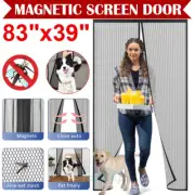 Magnetic Screen Door Mesh Curtain Mosquito Net Bug Hands Free 83" x 39" Black