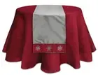 Melrose 72" Alpine Chic Gray and Red Snowflake Trim Christmas Table Top Runner