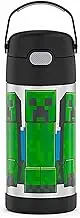 THERMOS FUNTAINER Water Bottle with Straw - 12 Ounce, Minecraft - Kids Stainless Steel Vacuum Insulated Water Bottle with Lid