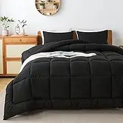 WhatsBedding Black Comforter Set, King Lightweight Comforter Duvet Set for Summer,3 Pieces