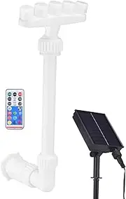 Solar Pool Fountain, Solar Powered Pool Fountain Solar Pool Waterfall with 6 Light Effects 11 Single Color Modes Timer Speeds 360° Adjustable Head for Above Inground Pools