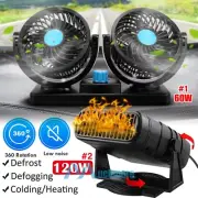 12V Car Dual Head Fan Portable Vehicle Truck 360° Rotatable Auto Cooler & Heater