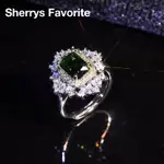 【SHERRYS FAVORITE】台灣現貨🔥巨美💖精美禮物🎁高質感超閃亮奢華法式復古名媛氣質璀璨滿鑽仿祖母綠寶石戒指