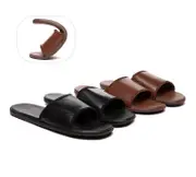 EVERAU® Men Leather Slip-on Ultra Soft Summer Slides Andy - Brown / AU Ladies 9 / AU Men 7 / EU 40