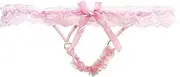 [Generic] Mens Lace Bowknot T-Back Thongs Elastic Waistband Crossdress Panties Lingerie Underwear