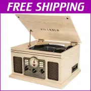 All-in-One Bluetooth Record Player & Entertainment Center with 3-Speed Turntable