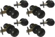 4 Entry Entrance w Single Deadbolt Black Door Locks round knobs Same Keyed