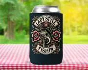 One pc Foldable Can Cooler, Stubby Holder-Lady Style Fishin