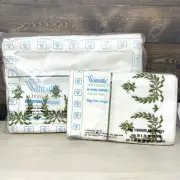 Wamsutta Ultracale Green Embroidered White Pillowcases and Double Flat Sheet