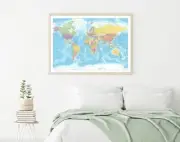 Large World Map Political High Details print Premium Poster Quality 90x60cm