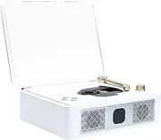 Snblzhef Bluetooth Desktop CD Players for Home Built-in Speakers Rechargeable Headphone Jack Vintage CD Player White