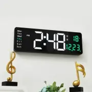 Slim Design 16 LED Digital Wall Clock Temperature Date Day Display Alarm Clock