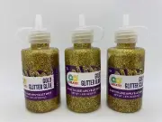 Lot of 3 Horizon Group Go Create Gold Glitter Glue 1.8 oz Each