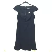 by Anthropologie Womens Black Cap Sleeve Button Front Sweetheart Midi Dress PL