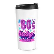 Personalised 80s Baby Travel Mug Cup 1980 Birthday Mum Dad Sister Retro Auntie