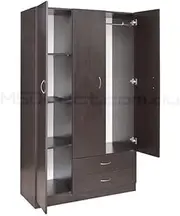 New 3 Door 2 Drawers Wardrobe/Cupboard [Dark Chocolate]
