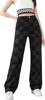 [WDIRARA] Girl's Butterfly Print Elastic Waist Wide Leg Ripped Jeans Denim Pants