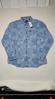 Buffalo David Bitton Men's Svenn Jacquard Denim Shirt Size L MSRP $99 Brand New