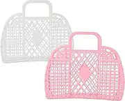 2 PCS Jelly Tote Bags, Bridesmaid Gift Bags Plastic Straws Clutches Girls Bachelorette Party Gift Bags Bridal Party Baskets Blanket Plastic Storage Bags