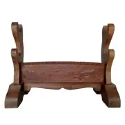 Wenge Samurai Sword Holder Stand Katana Wakizashi Tanto Rack Eagle Carved 2 Tier