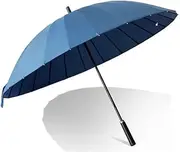 Umbrellas Umbrella Leather Handle Golf Umbrella Windproof Large Travel Rain Umbrella Automatic Open Reinforcement Canopy Vented Umbrella Travel Umbrella (Color : Blue2, Size : 75cm)