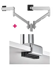Atdec AWMS-2-D13 Dual 690mm Dynamic Monitor Arms + 135mm Post / 8kg Flat and Curved Screens + C Clamp Desk Fixing, Silver AWMS-2-D13-C-S