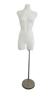 Plastic Female Mannequin Torso + Base Combo White