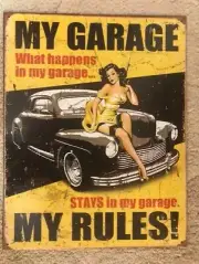 *My Garage Rules* Metal Tin Sign-Man Cave,Garage,Bar,Shed