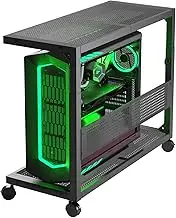 Moricher Computer Tower Stand - Height Adjustable 2-Tier ATX-Case PC Stand for Floor Printer Stand Pegboard with Rolling Wheels & Mousepad for Home Office Gaming Accessories