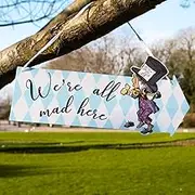 Talking Tables Pack of 12 Alice in Wonderland Decorations | Arrow Signs for Mad Hatters Tea Party with Quotes and Characters from Book, Blue