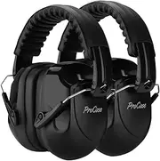 ProCase 2 Pack Noise Reduction Ear Muffs, NRR 28dB Hearing Protection Headphones Headset Professional Noise Cancelling Ear Defenders for Construction Work -Black