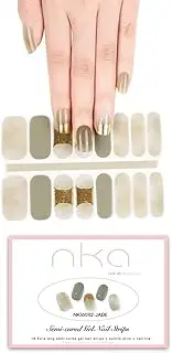 NKA Semi Cured Gel Nail Polish Strips, 16 Extra Long Double Ended Nail Stickers Wraps, UV Lamp Curing Gel Nail Strip, JADE