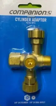 Companion Gas Adaptor 3/8LH to Dual 3/8LH w/Taps