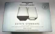 Williams Sonoma Estate Stemware Stemless Red Wine Glasses - Set of 2 NIB