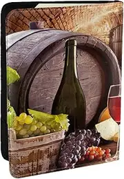 [JEJEA] Red Wine Cellar Print Travel Organizer Credit Cards Case Passport BookPassport Holder Cover Wallet forTraveling,, Black, One Size